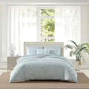 [Tommy Bahama] Comforter Set, Breathable Bedding with Matching Shams, Luxuriously Soft Home Decor (Art of Palms Blue, King)