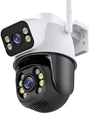 WiFi Surveillance Cameras 4K Waterproof Outdoor Security Camera Dual Lens Security-Protection IP Camera AI Track(E/U,8MP 64G Card)