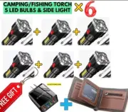 6 pcs X Torch LED Rechargeable outdoor torches Floodlight & SOS + 2 Gifts