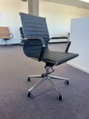 Brand New!!Meeting Leather Chair with 2 Lever Medium Back & Fixed Arm - Brisbane