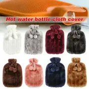 2L HOT WATER BOTTLE Rubber Water Bottle with Faux Fur Fleece Knitted Cover Bag