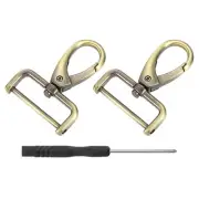 2Pcs Swivel Clasps, 1.26" D Ring Detachable Snap Hook with Screwdriver, Bronze