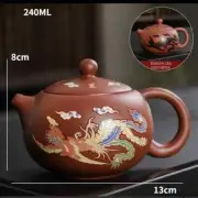 Color Changing Teapot Purple Clay Pot Tea Cups Set Chinese Dragon and Phoenix