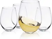 [JoyJolt] Spirits Stemless Wine Glasses for Red or White Wine (Set of 4)-19-Ounces