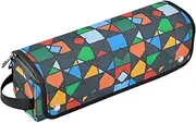 [sanluoli] Hair Tool Travel Bag for Women with Heat Resistant Mat Dustproof Travel Hair Straightener Bag Geometric Achitecture Colorful Travel Bag for Women