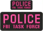 Police FBI Task Force PATCH 4X10 AND 2X5 HOOK ON BACK BLACK/Pink