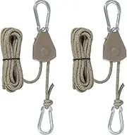 uxcell 2 Pcs Adjustable Rope Hanger, 1/8" x 8ft Ratchet Grow Light Hangers Reflective Reinforced Internal Gear Ratchets for Hanging Kayaking, Coffee