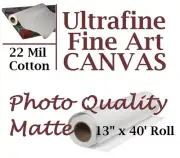 UltaFine Fine Art Canvas Matte 13" x 40' for Canon, Epson, HP inkjet Printers