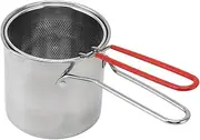 Japanese Tempura Fryer, 304 Stainless Steel Mini Deep Fryer Pan Stock Pot with Strainer Basket and Handle for Frying Seafood, Suitable for Home Use or Outdoor Picnics, Travel
