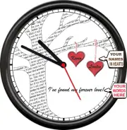Personalized Valentine's Day Lovers Song Tree Hearts Names Gift Sign Wall Clock