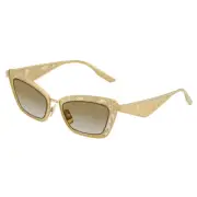 Dolce & Gabbana DG 2311 12246E Matte Gold Metal Sunglasses Brown Gradient Lens