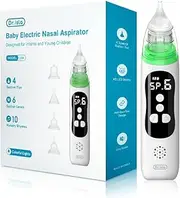 Henkion Baby Nasal Aspirator - Electric Nose Sucker for Baby - Auto Snot & Nose Cleaner Kit with 4 Silicone Tips, Carry Bag & Cleaning Kit, 6 Suction Levels, Music & Light Soothing Function