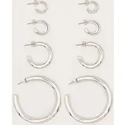 Silver Assorted Multipack Hoop Earrings, Silver