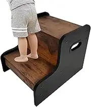 Toddler Kitchen Stool Helper | Wooden Potty Training Helper Kitchen Steps - Non-Slip Toddler Standing Tower Toilet Ladder for Home Living Room Bedroom