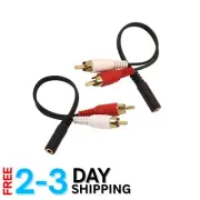 3.5mm Female to 2 RCA Splitter Audio Y Cable 2-Pack for Home Theater Use