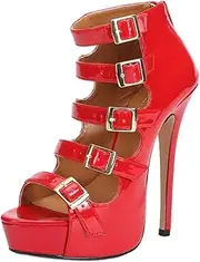MAIERNISI JESSI Unisex Men's Women's Sandals Platform Parallel Straps Stiletto High Heels Zip Boots