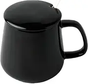 Water Cup Ceramic Tea Cup Ceramic Coffee Cups for Office and Camping Big Coffee Mug for Latte Coffee Tea Soup as Friend Gifts Coffee Mug (Color : Black)