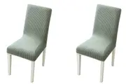 2pcs Stretchable Chair Covers Soft Elastic Grid Solid Color Chair Protective Covers for Home Decor-Light Green