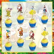 Snow Whte and the Sven Dwafs Cupcake Topper – Fairytale Dessert Decorations for Princess-Themed Parties and Magical Celebrations