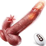 Realistic Thrusting Dildo Sex Toy, 8.3 inch Licking Vibrator Silicone Dildo Womens Sex Toys with 9 Vibration and Thrusting Modes for Anal Clit G-Spot Pleasure, Remote Control Anal Dildo Vibrater Suction Cup Dildo Adult Sex Toys & Games