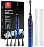 Oclean Flow TravelGo Sonic Electric Toothbrush – 180-Day Battery Life, 5 Cleaning Modes, 6 DuPont Brush Heads, Timer, Pressure Sensor, IPX7 Waterproof, Travel Toothbrush for Whitening and Oral Hygiene (Blue)