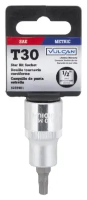 NEW VULCAN SIZE T30 TORX STAR 1/2" DRIVE SCREWDRIVER BIT SOCKET 5255401
