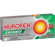 Nurofen Zavance Fast Pain Relief Caplets 256Mg Ibuprofen 12 pack