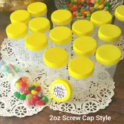 10 Happy Pill Bottle Jars Container Party Favor Decojars 4314 USA yellow cap