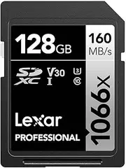 Lexar Professional 1066X SDXC SD Card, 128 GB Capacity