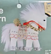 Rare! LeeWards ELUSIVE UNICORN Flocked Vtg Sequin Bead Christmas Ornament Kit