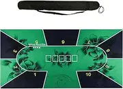 94.5 x 47 Inch Professional Poker Mat Portable Rubber Foam Poker Table Top Layout Rectangular Poker Mat (Green,Blue)