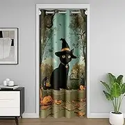 meiyoeat Black Cat Door Curtain for Doorway Privacy,Cute Animal Pet Cat Closet Door Cover Curtain for Living Room 42x84 Inch 1 Panel,Kids Boys Girls Decor,Black Cat Blackout Curtain,Soft