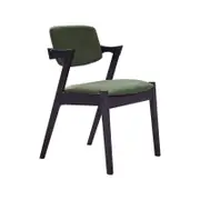 Bella Set of 2 Black Dining Chairs | Green Fabric