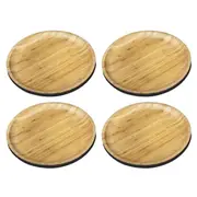 4x Wilmax England 10cm Round Bamboo Plate Food Serving Saucer/Dessert Dish NAT