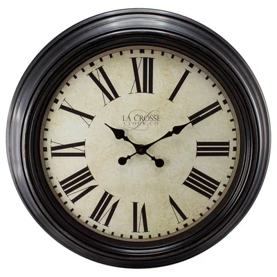 23 In. Antique Bronze Dial Quartz Analog Wall Clock with Roman Numerals
