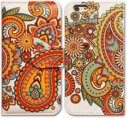 Bfun Packing Bcov Yellow Paisley Pattern Card Slot Leather Wallet Case Cover for iPhone 6 Plus/6S Plus
