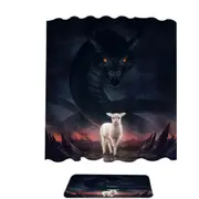 Scary Art the Lamb and the Dragon Shower Curtain