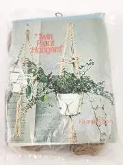 Vintage Bucilla Twin Plant Hangers Macrame Kit Jute Twine 30" & 25" Hangers