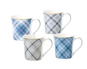 bulk 24 Tartan Design New Bone China Mug 370ml 4 Assorted