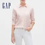GAP 女裝 輕盈質感亞麻長袖襯衫-淺粉色(547923)