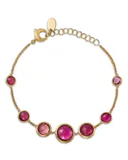 Marco Bicego 18K Yellow Gold Jaipur Color Pink Tourmaline Bezel Bracelet - Exclusive