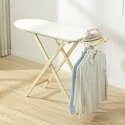 Ironing Board with Folding Detachable Solid Wooden Design & Adjustable Height - Perfect for Small Spaces, Apartments & Laundry Rooms - Includes Wooden Hangers for Temporary Placement