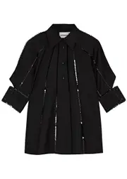 Lovebirds Sparkle Sequin-embellished Twill Shirt - Black - L (UK16) L (UK16)