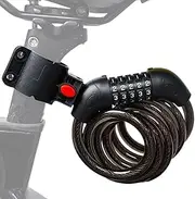 Bike Cable Lock - Combination Cable Chain, Heavy Duty Cycling Gear | Secure Numbered Locking Tool, Flexible Steel Wire with Safe Grip for Adults Teens Youth Handlebar Road City Surfboard Stroller