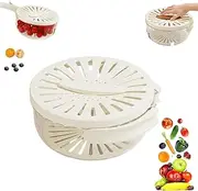Fruit Fly Proof Bowl with Mesh Basket for Easy Cleaning,Fruit Fly Proof Bowl for Easy Cleaning, 3 in 1 Kitchen Colanders Bowl with Foldable Handle (White)