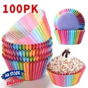 100PCS Muffin Cases Cup Liner Wrappers Cupcake Baking Cake Paper Box Patty Pans