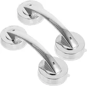 LIFKOME 2Pcs Portable Suction Handle Knobs for Doors Heavy Duty Bathroom Door Pulls Easy Install Bathroom Suction Cups Compact Design for Windows Silver