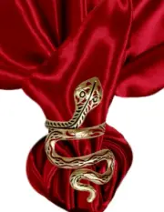 Snake Napkin Rings Gold w/Black & Red Accents Set/4 Slithering Year of the Snake