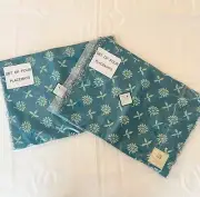 Set of 8 Waterford Placemats Turquoise Beaded Cotton Batik Daisy New in Package