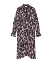 Ganni Floral Printed Pleated Georgette Midi Dress EU38,EU36,EU34,EU32 Phantom